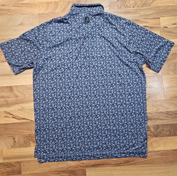 FootJoy Golf Polo Shirt XL Blue Floral Print Performance - Picture 6 of 6